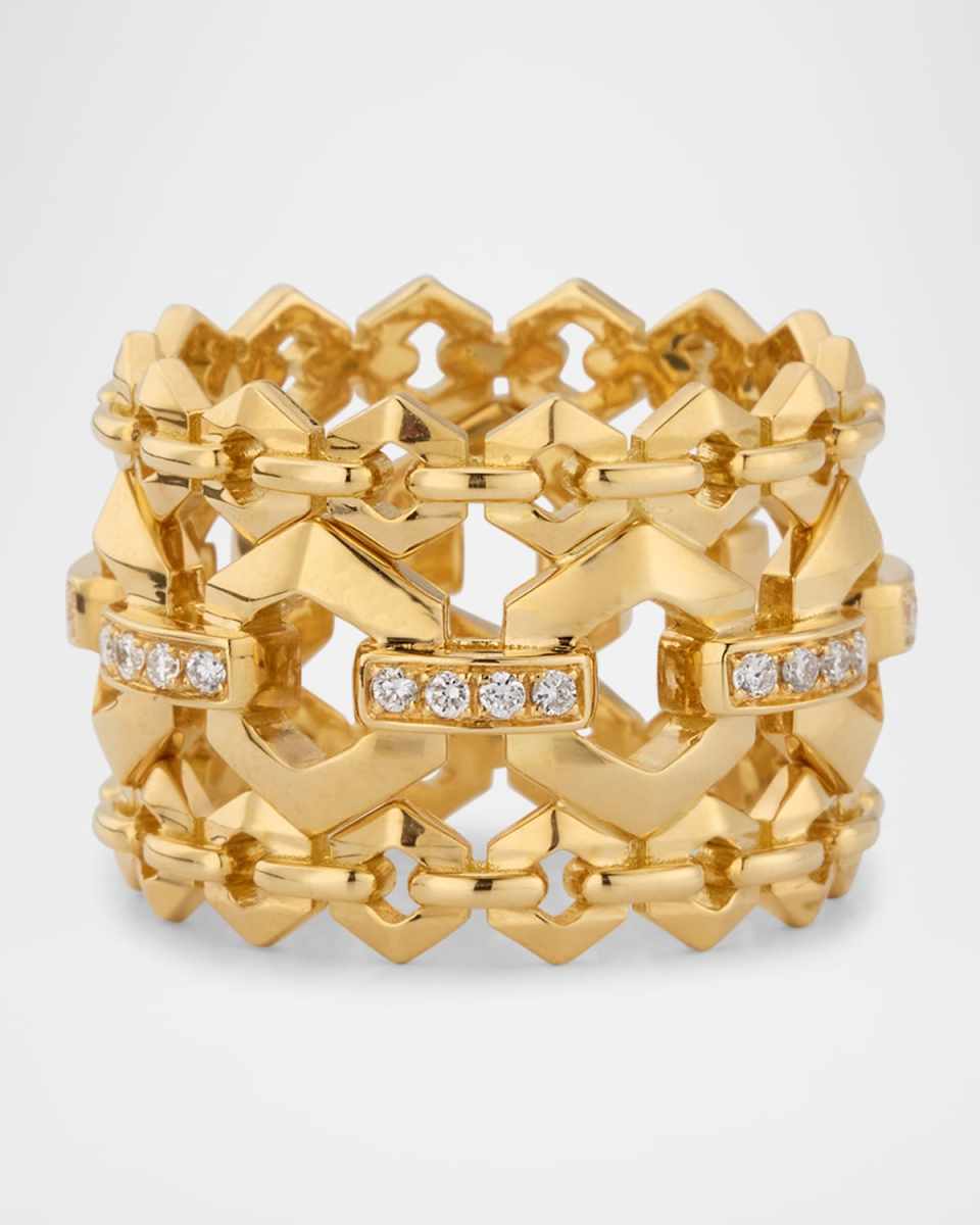 18K Yellow Gold Diamond Warrior Ring
